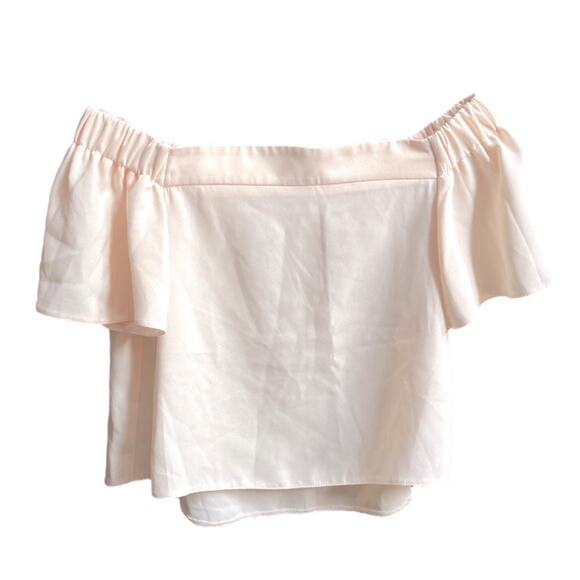 Topshop Off the Shoulders Short Sleeve Blouse Cream Size 2 - Picture 1 of 5